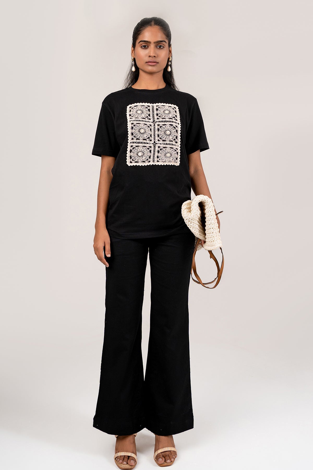 Buy Black Cotton T-Shirt & Pants by Seher Studio for women online at ScrollnShops